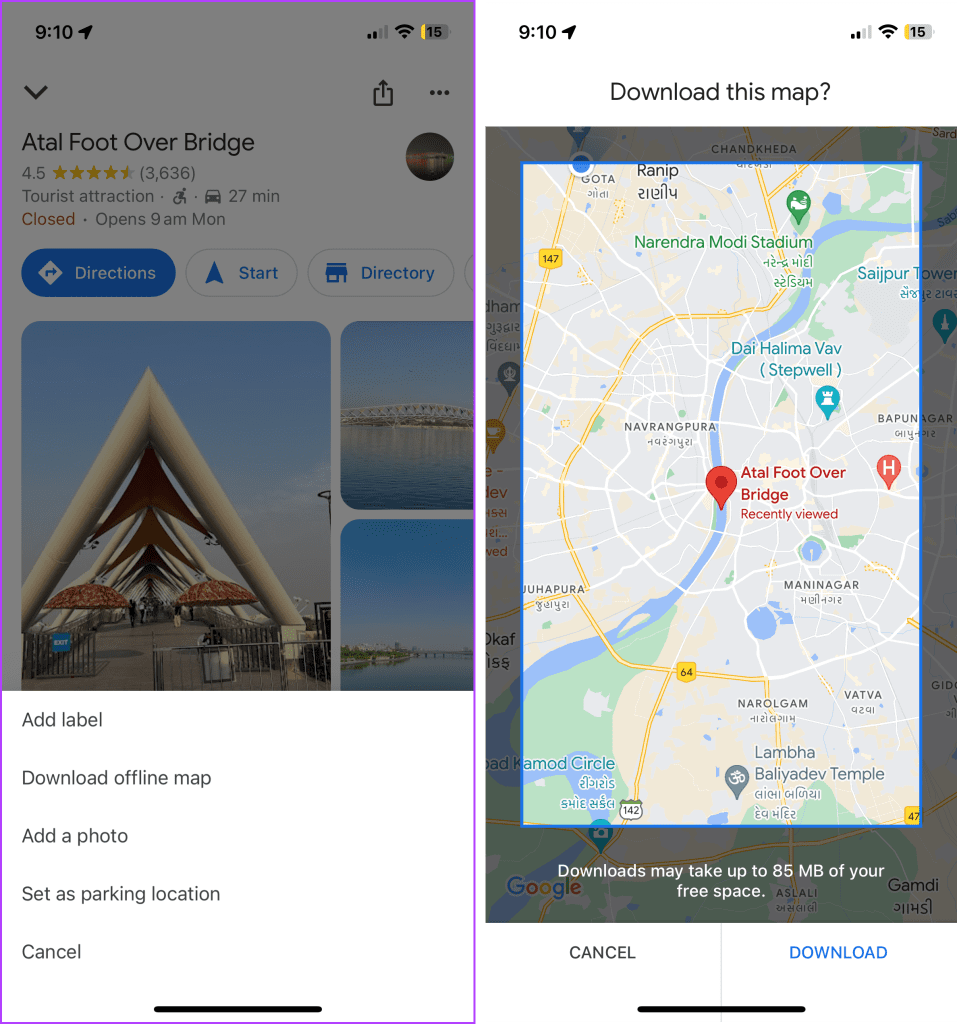 Google Maps offline mode