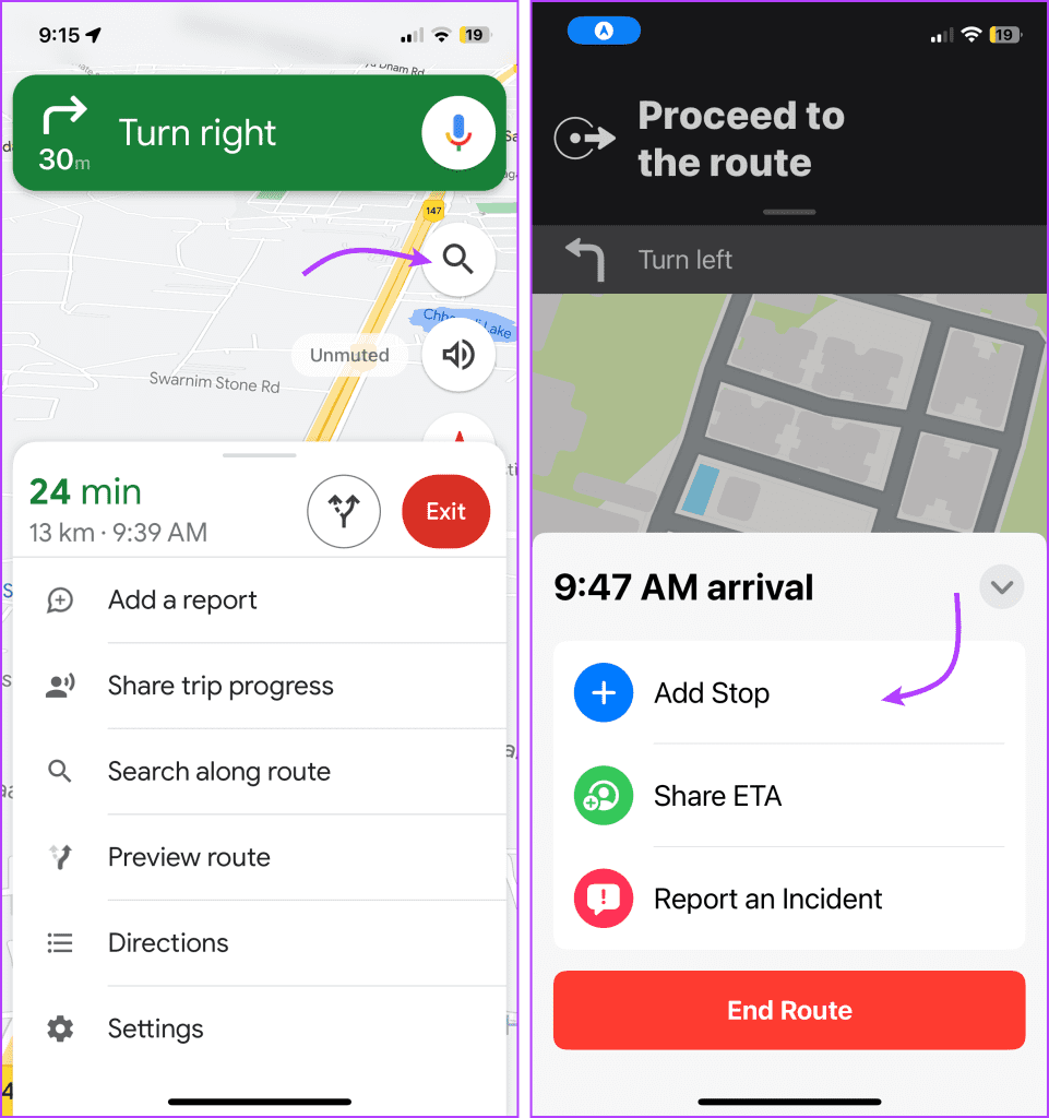 Adding stops to Google Maps vs. Apple Maps