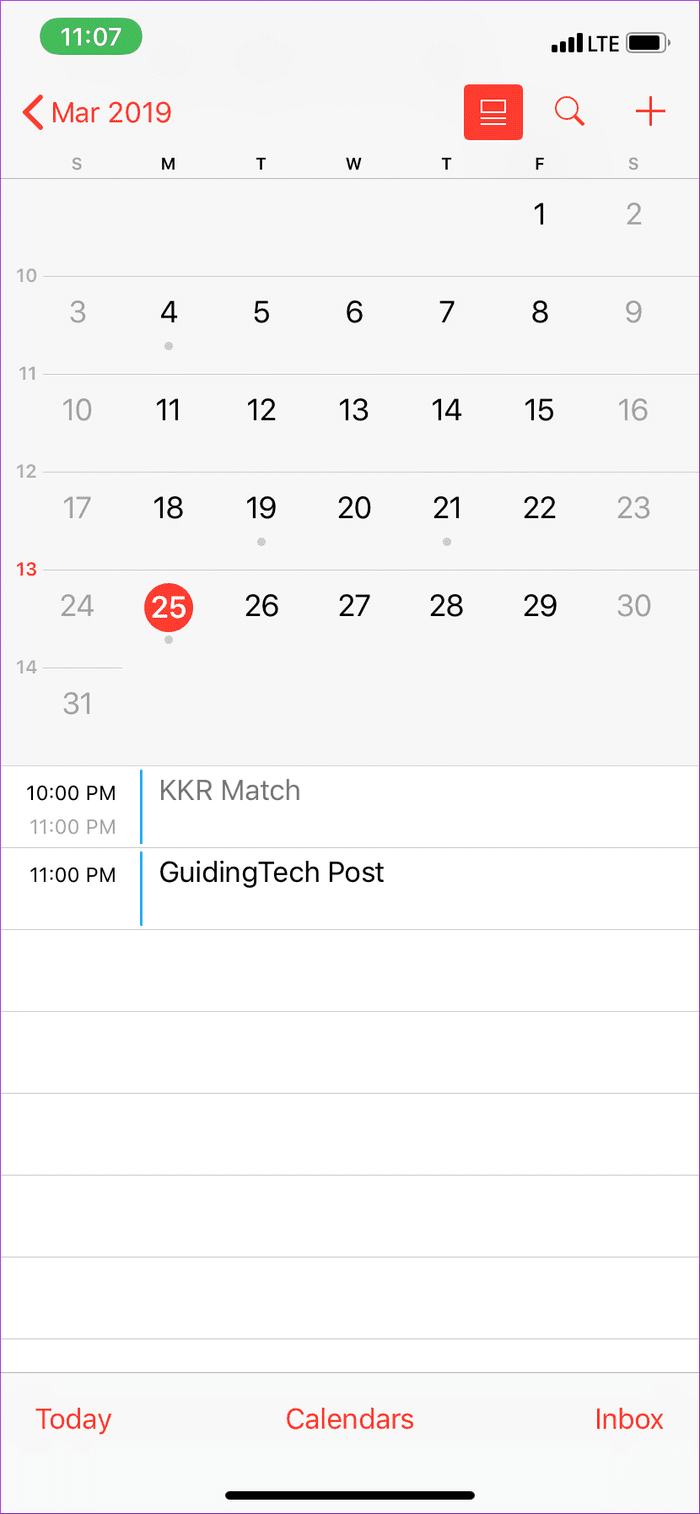 Apple Monthly View