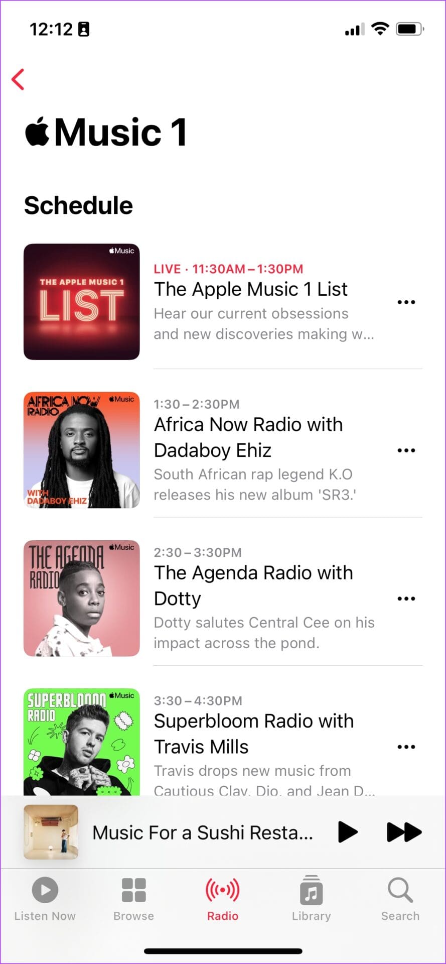 Apple Music Radio Schedule