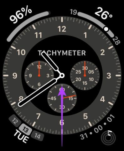 Swipe up on Apple Watch