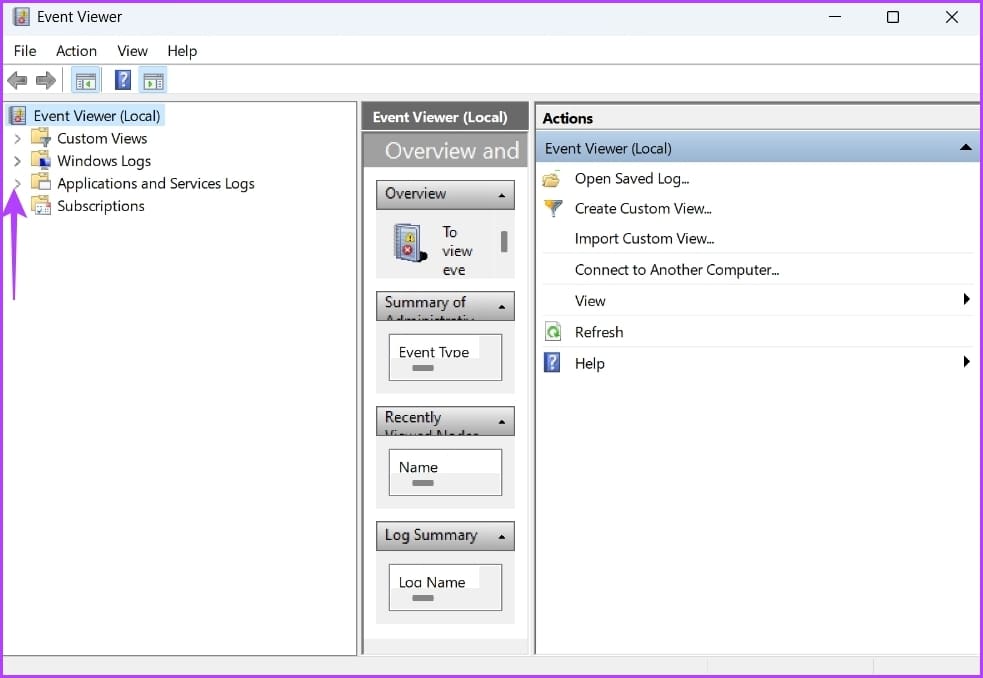 Applications and Services logs in Event viewer