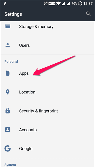 Apps Under Settings On Android