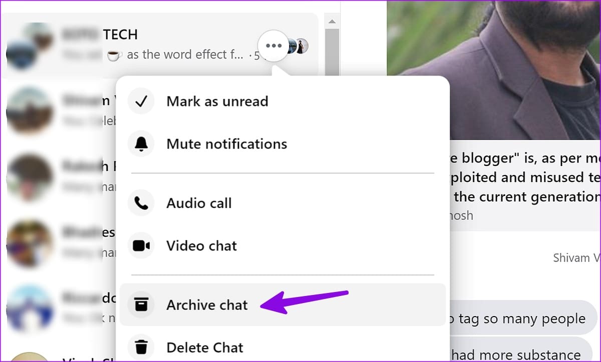 archive chat on Facebook Messenger
