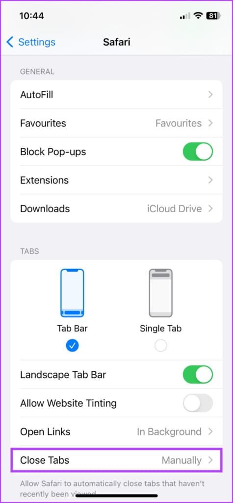 Select Close Tabs