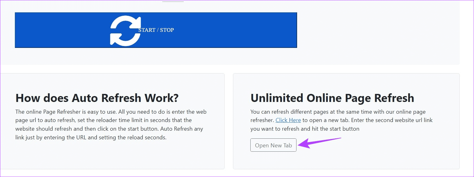 Open Page Refresher website in new tab