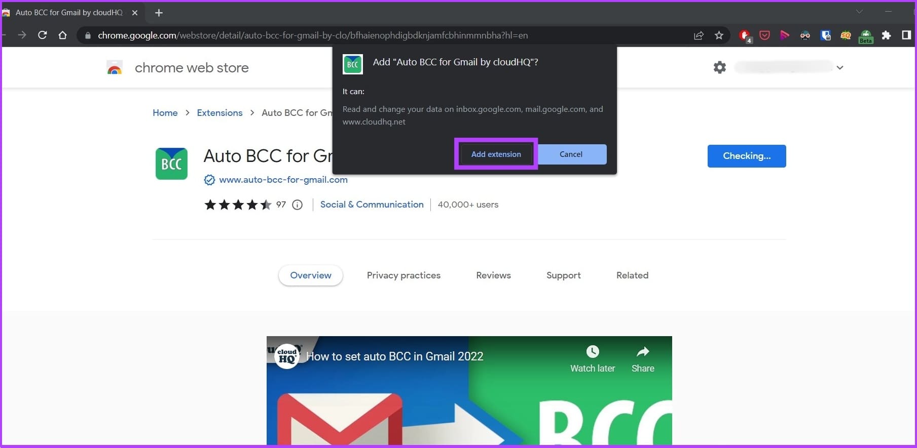 Install the Auto BCC & Auto CC extension