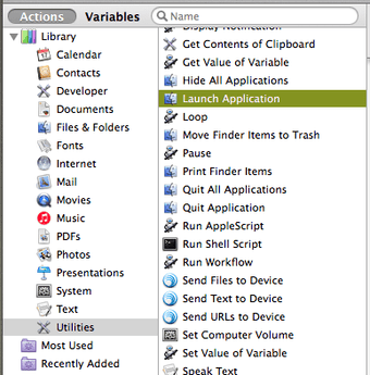 Automator Launch Application Action