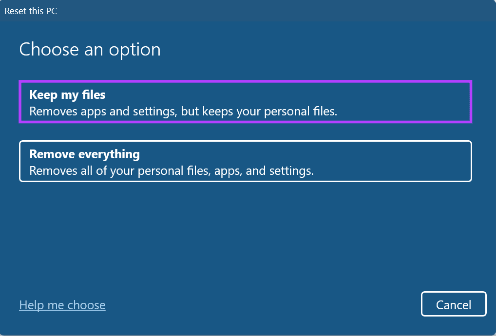 Reset Windows 11