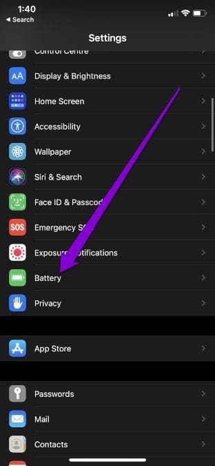 Battery Settings on i Phone