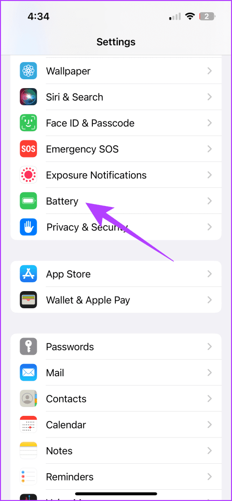Tap on Battery 