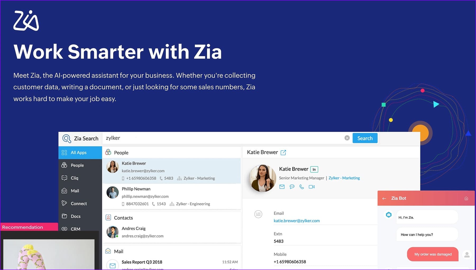 Zoho Zia Best AI tools for business