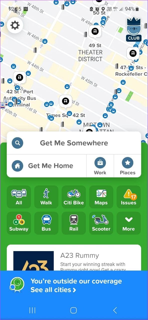 Citymapper Android app Homepage