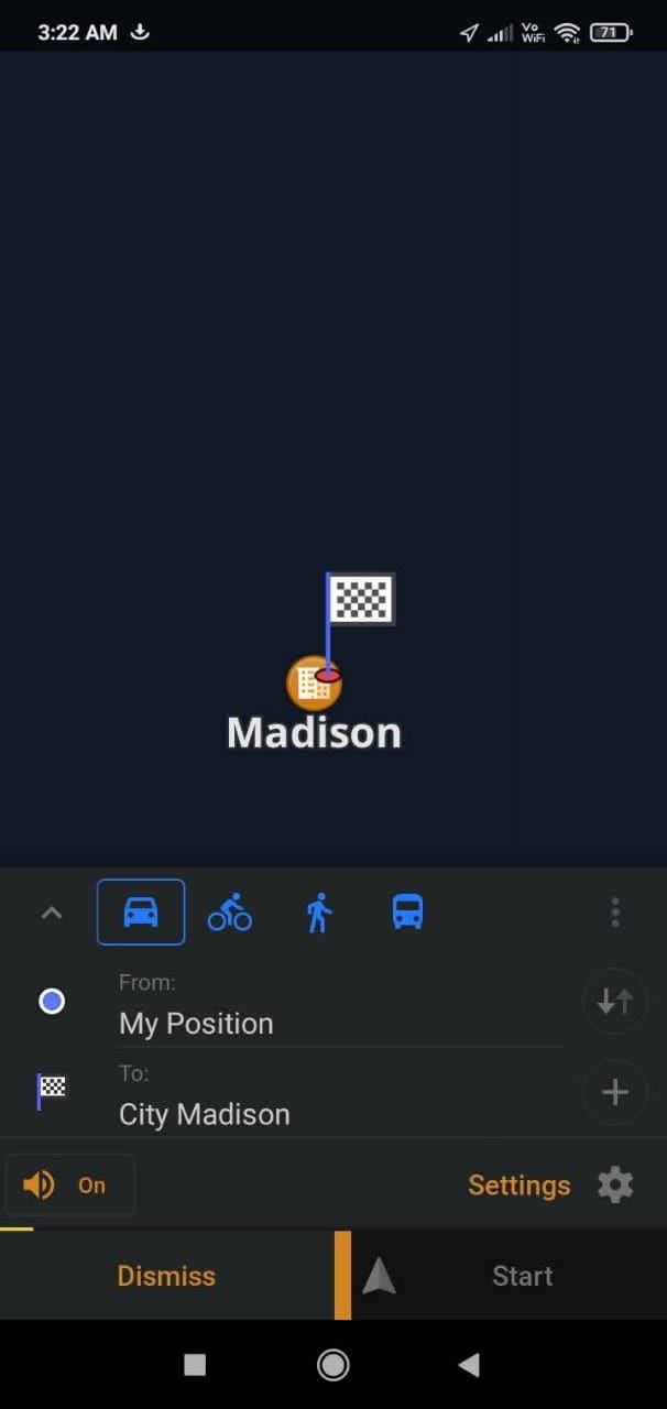 Sygic Android app navigation page