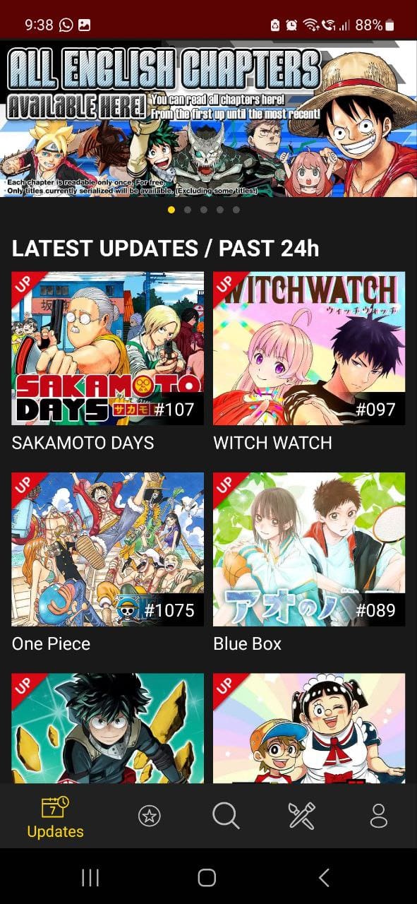 MANGA Plus by SHUEISHA app home