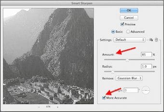 Black White Photoshop Smart Sharpen