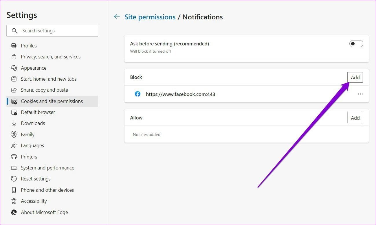 Block Notification for Specific Websites