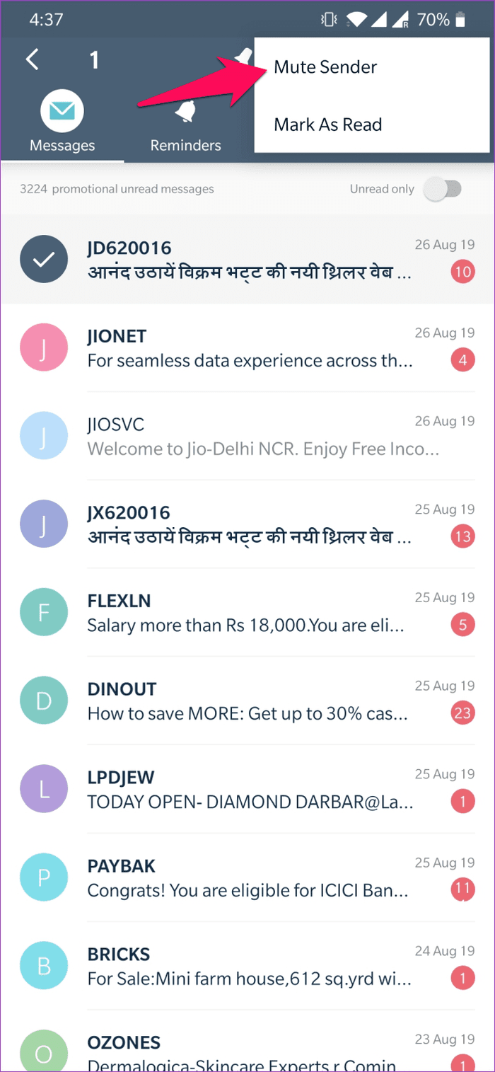 Block Sms In Sms Organizer 12