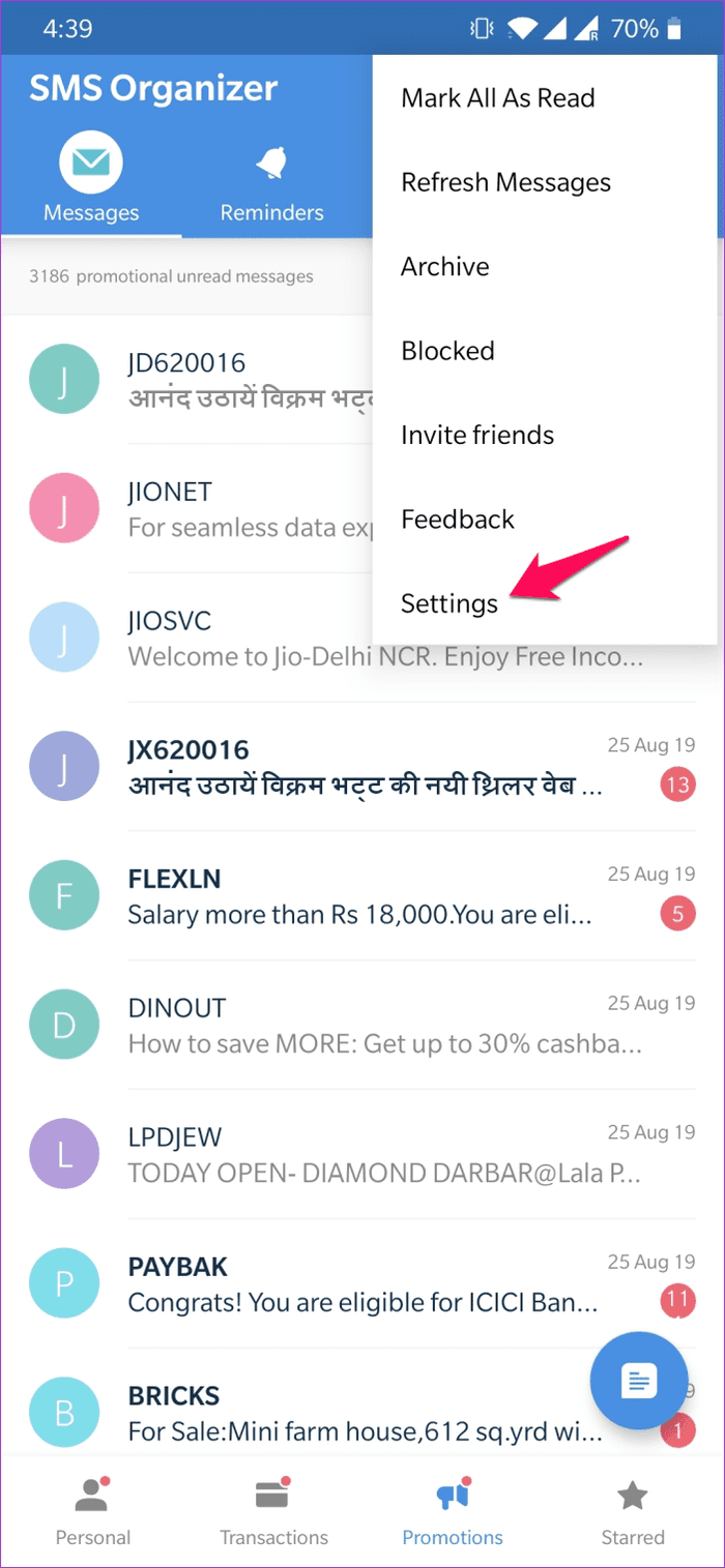 Block Sms In Sms Organizer 23