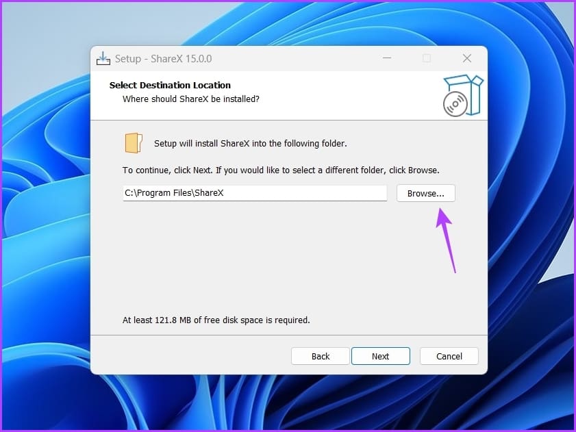 Browse option during installation