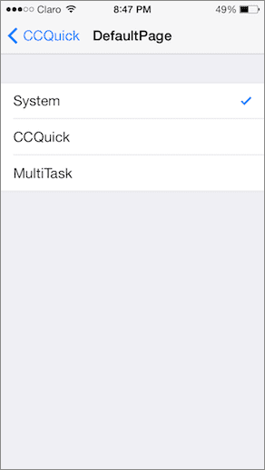 Ccquick Options Screen