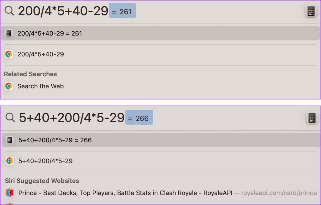Do calculation with Spotlight on Mac