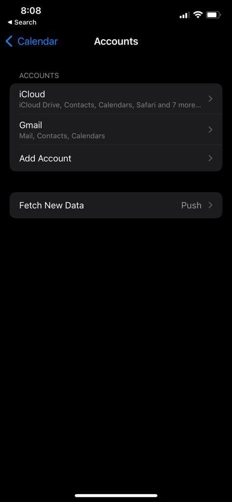 Calendar Accounts