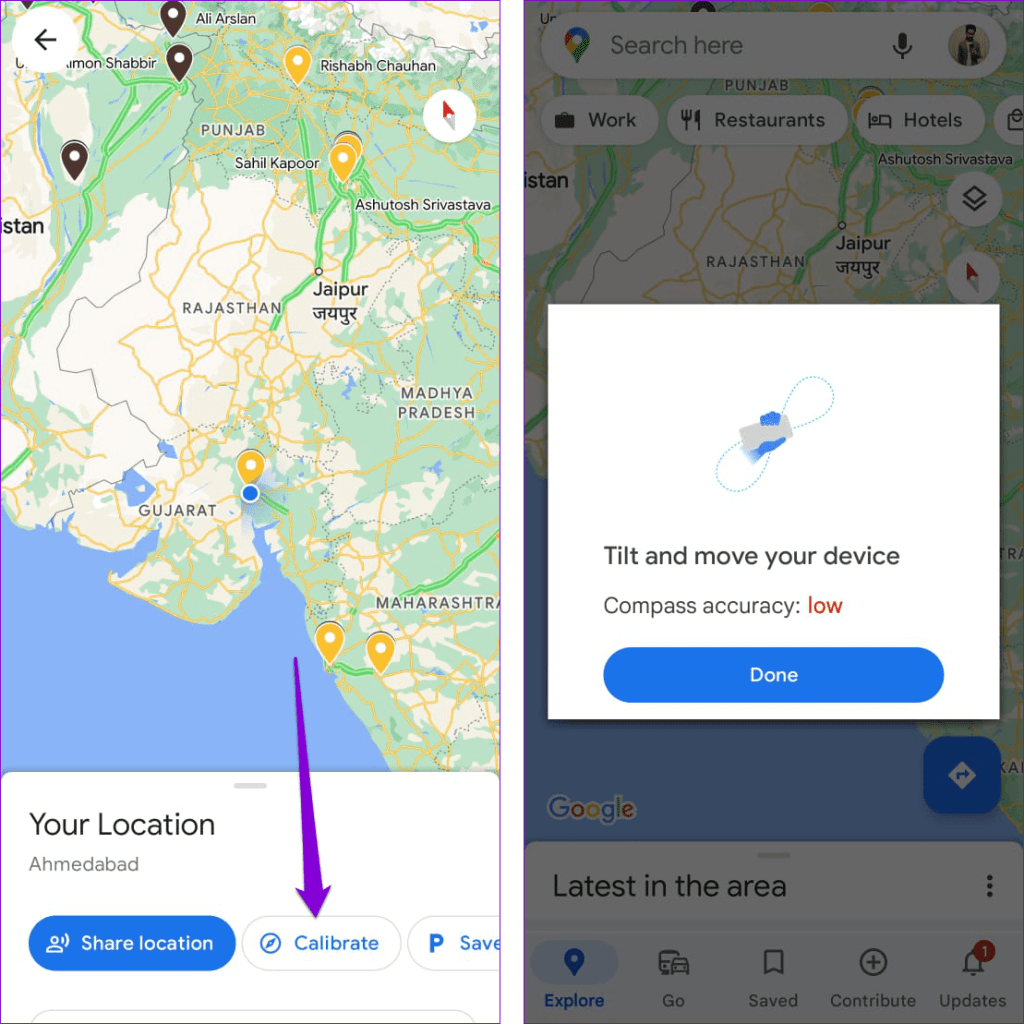 Calibrate Compass in Google Maps