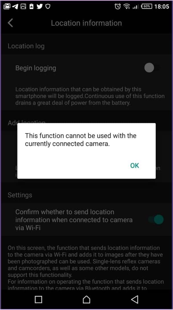 Cam Settings Open Active