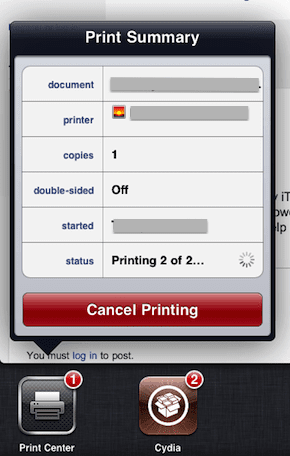 Cancel Printing