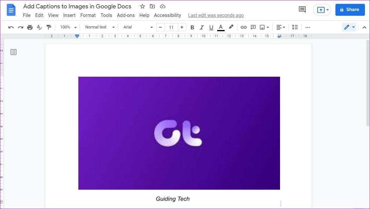 Caption Image in Google Docs