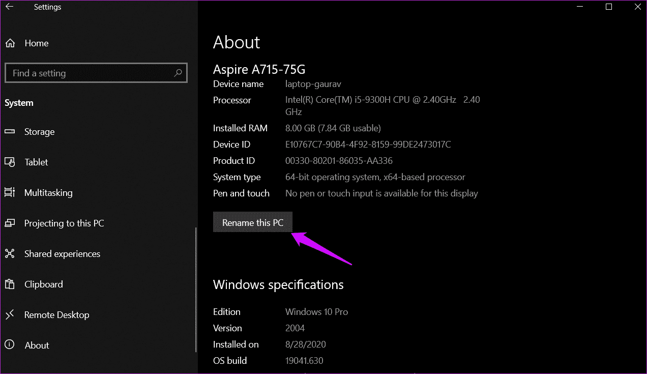 Change Computer Name in Windows 10 1