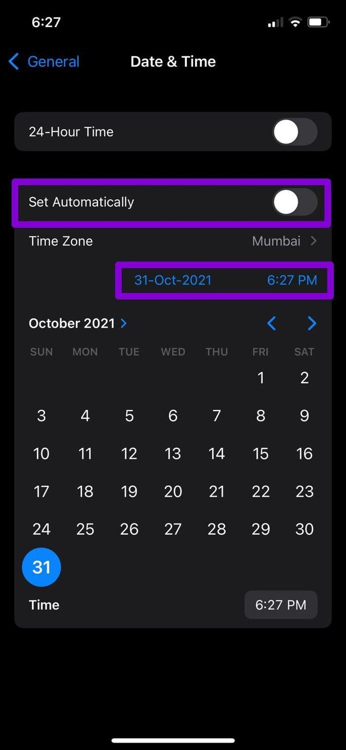 Change Date and Time Manually on i Phone