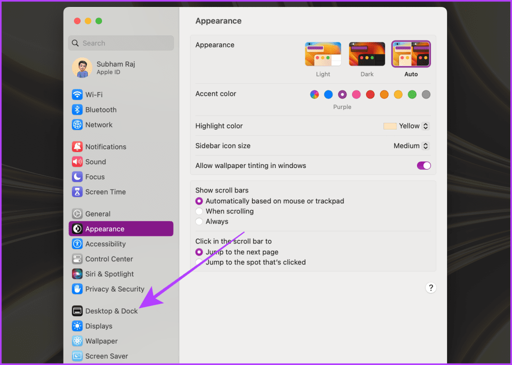 System Settings on Mac