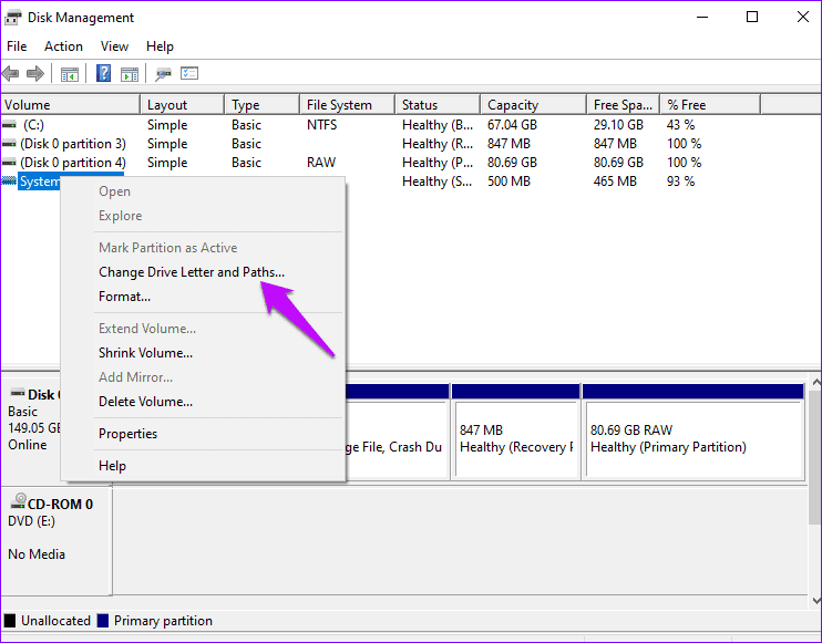 Change Drive Letter and Paths Disk Management
