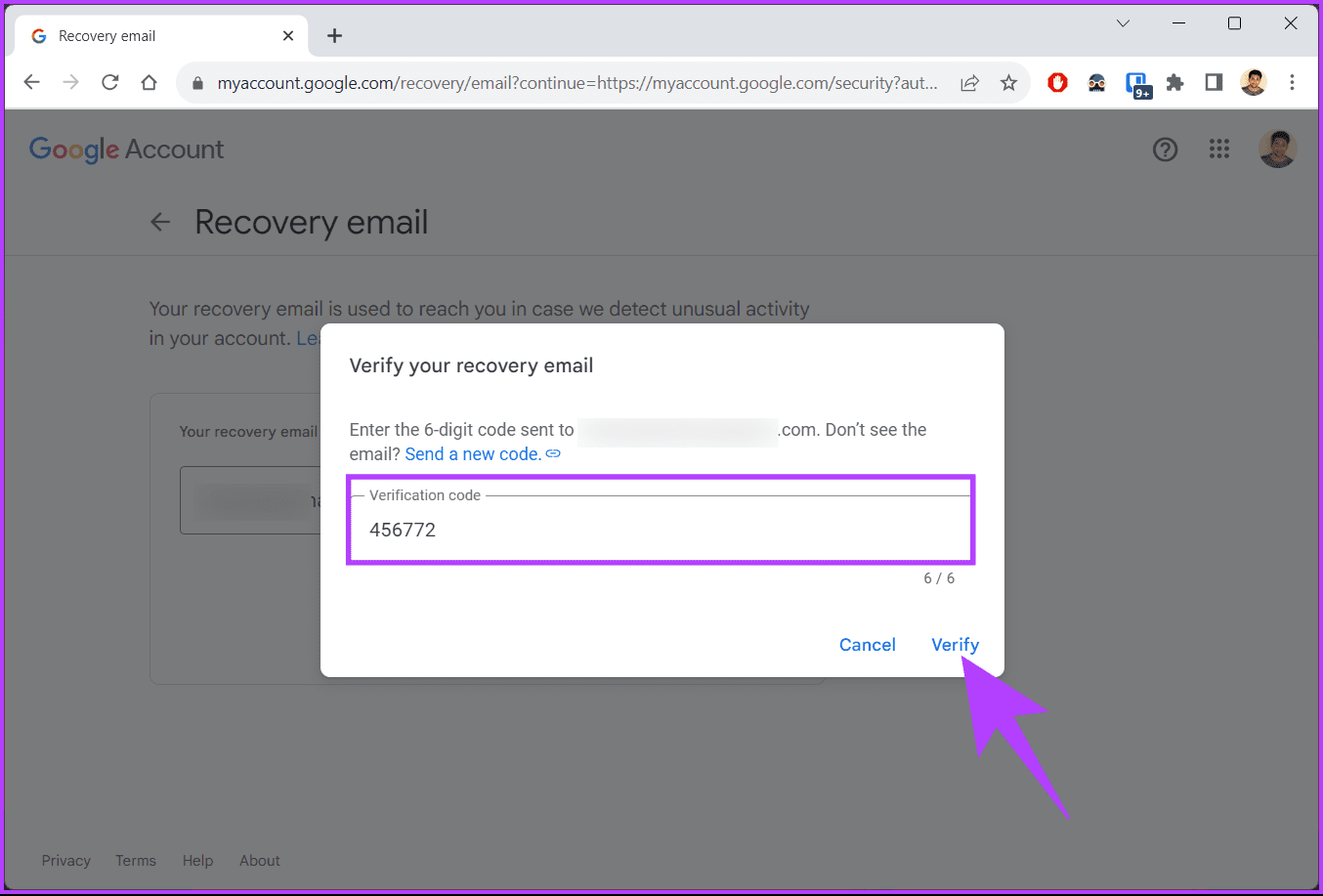 click Verify