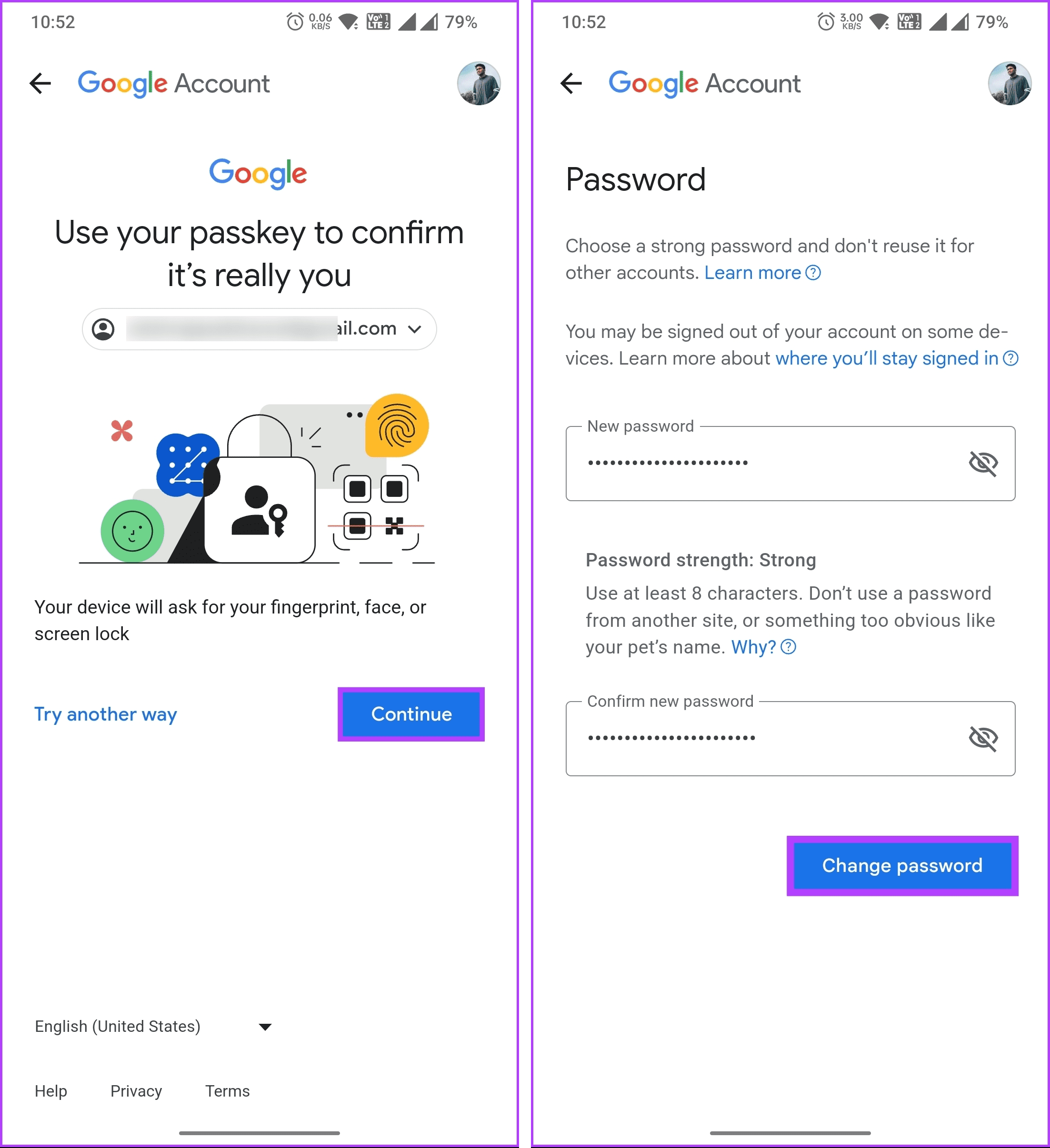 tap Change password