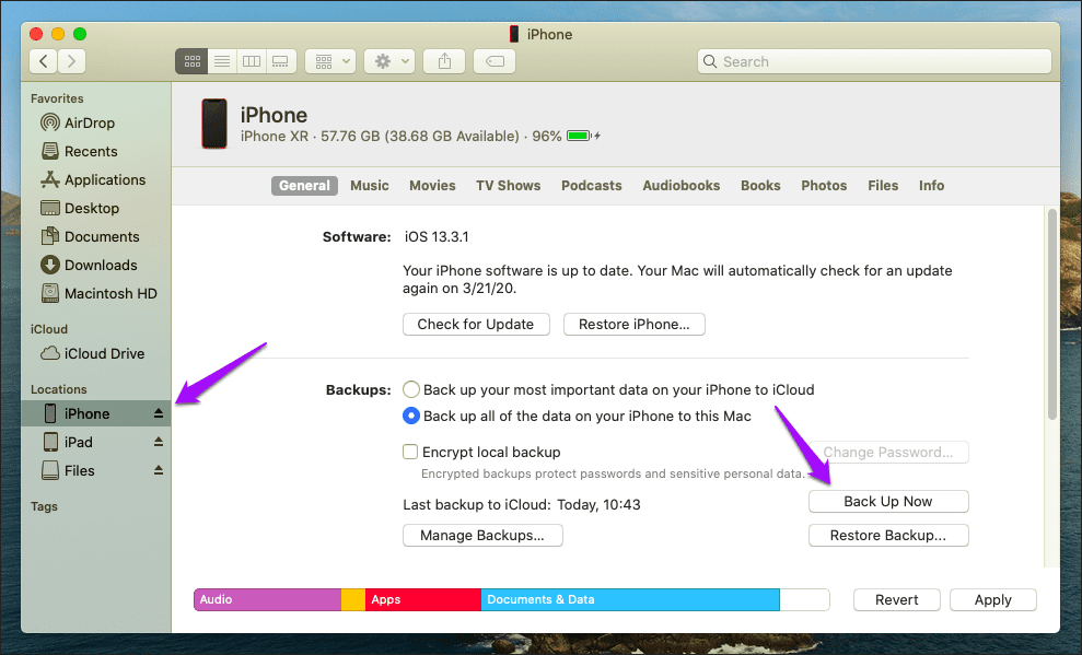 Change Iphone Backup Location Mac Catalina 16