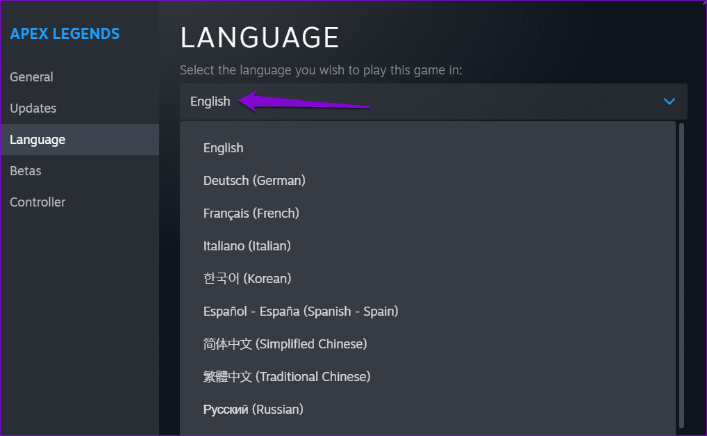 Change Language for Steam Game