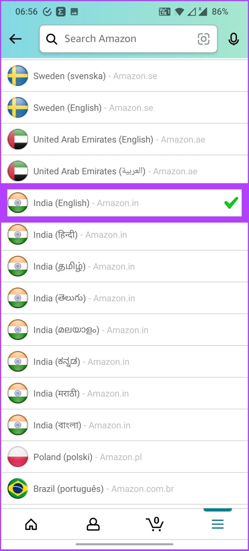 Select and refresh the app