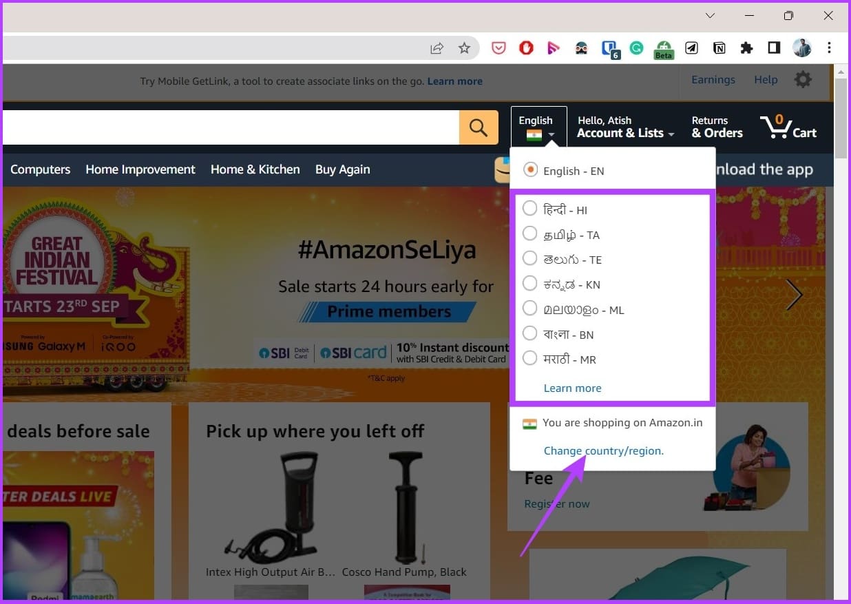 select the Language you prefer from the dropdown menu