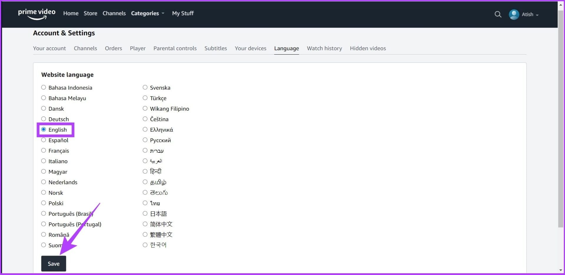 Select the Language you prefe