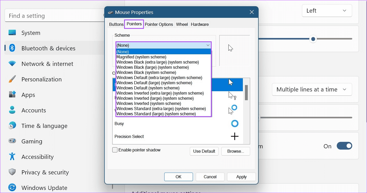 Change mouse scheme