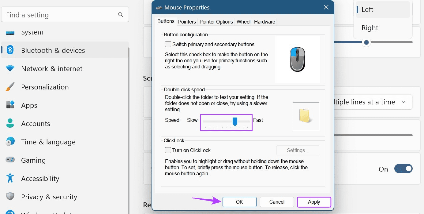 Set Double-click speed for mouse