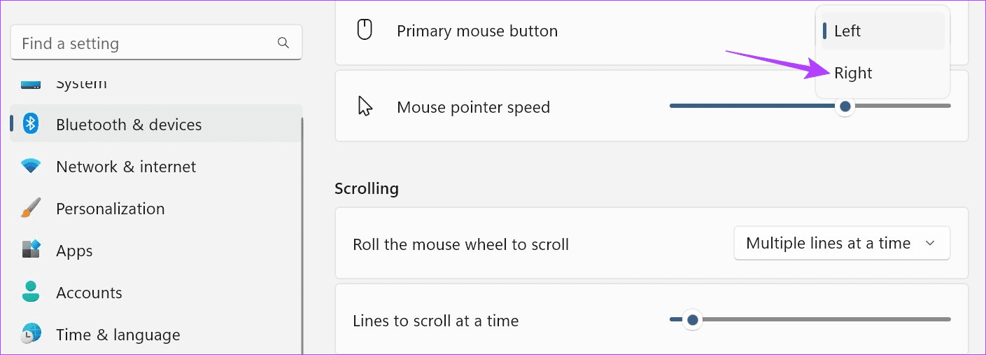 Change Primary mouse button