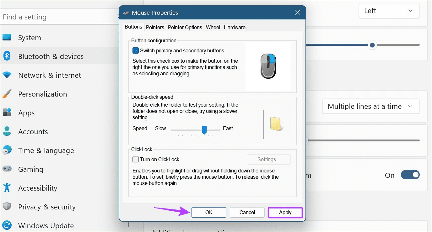 Save mouse adjustment settings