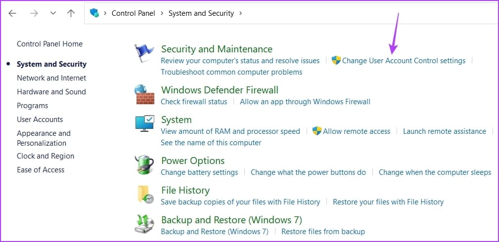 Change User Account Control settings in Control Panel