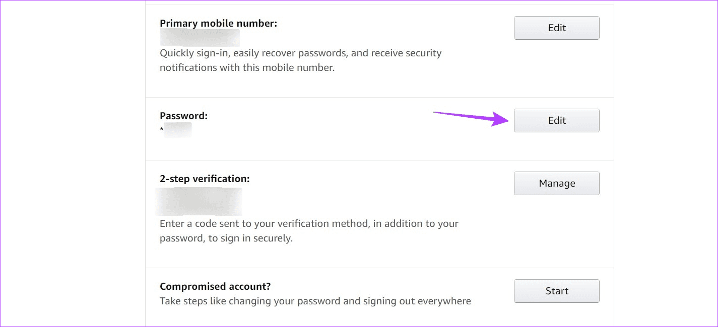 change Amazon password