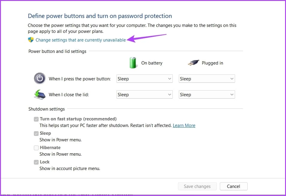 Change settings that are currently unavailable option in Control Panel