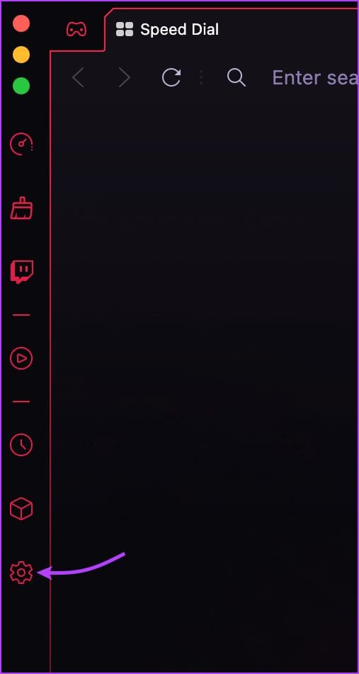 Select settings from the sidebar